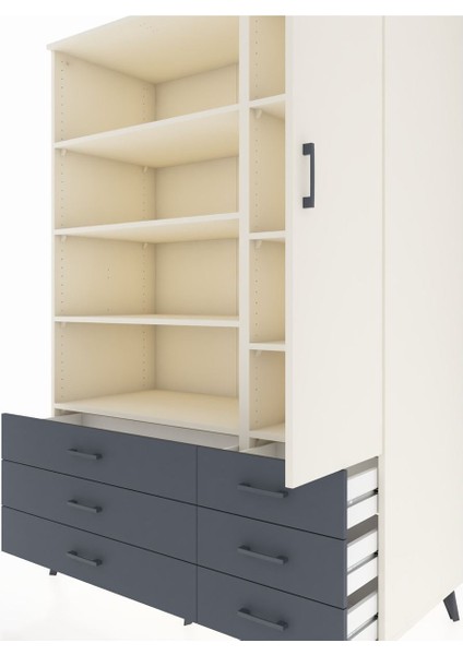 Kronos Dolap 8 Raflı 6 Çekmeceli Tek Kapaklı 132X59X195 Aytaşı-Aytaşı/antrasit fırsatları