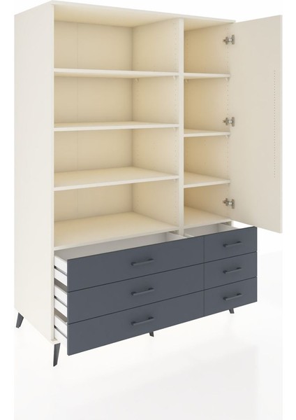 Kronos Dolap 8 Raflı 6 Çekmeceli Tek Kapaklı 132X59X195 Aytaşı-Aytaşı/antrasit indirimleri