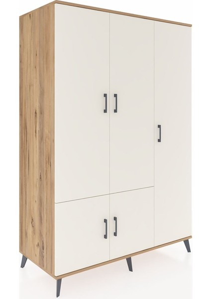 Kronos Dolap 7 Raflı 5 Kapaklı Tek Askılı 132X59X195 Çam-Aytaşı/çam fiyatları