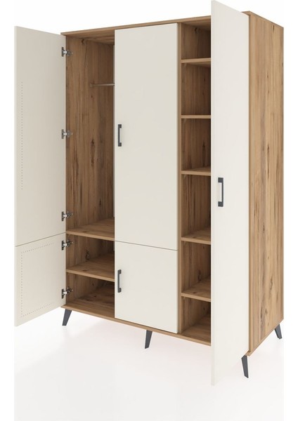 Kronos Dolap 7 Raflı 5 Kapaklı Tek Askılı 132X59X195 Çam-Aytaşı/çam modelleri