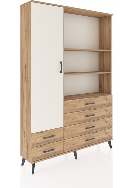 Arges Dolap 7 Raflı 6 Çekmeceli Tek Kapaklı 132X30X195 Çam-Aytaşı/çam fiyatları