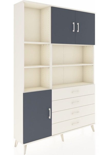 Arges Dolap 8 Raflı 4 Çekmeceli 3 Kapaklı 132X30X195 Aytaşı-Antrasit/aytaşı fiyatları