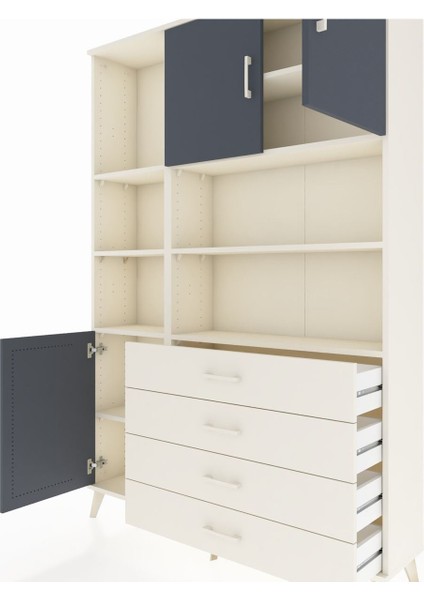 Arges Dolap 8 Raflı 4 Çekmeceli 3 Kapaklı 132X30X195 Aytaşı-Antrasit/aytaşı fırsatları