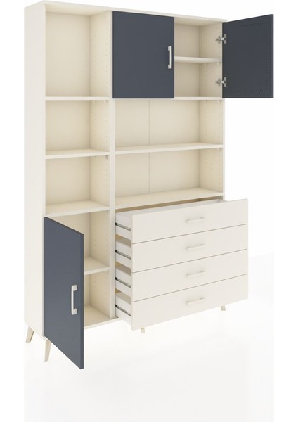 Arges Dolap 8 Raflı 4 Çekmeceli 3 Kapaklı 132X30X195 Aytaşı-Antrasit/aytaşı indirimleri