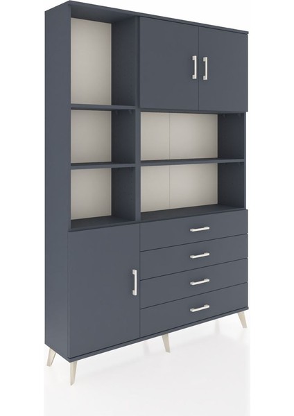 Arges Dolap 8 Raflı 4 Çekmeceli 3 Kapaklı 132X30X195 Antrasit-Antrasit/antrasit fiyatları