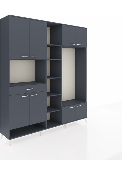 Hyperion Dolap 12 Raflı Tek Çekmeceli 8 Kapaklı 220X44X243 Antrasit-Antrasit/antrasit fiyatları