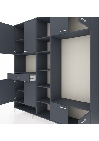 Hyperion Dolap 12 Raflı Tek Çekmeceli 8 Kapaklı 220X44X243 Antrasit-Antrasit/antrasit fırsatları