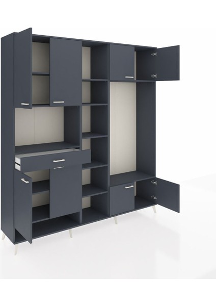 Hyperion Dolap 12 Raflı Tek Çekmeceli 8 Kapaklı 220X44X243 Antrasit-Antrasit/antrasit indirimleri