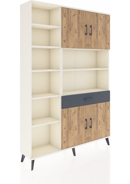 Arges Dolap 10 Raflı Tek Çekmeceli 4 Kapaklı 132X30X195 Aytaşı-Çam/antrasit fiyatları