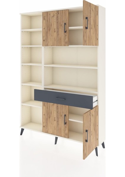 Arges Dolap 10 Raflı Tek Çekmeceli 4 Kapaklı 132X30X195 Aytaşı-Çam/antrasit modelleri