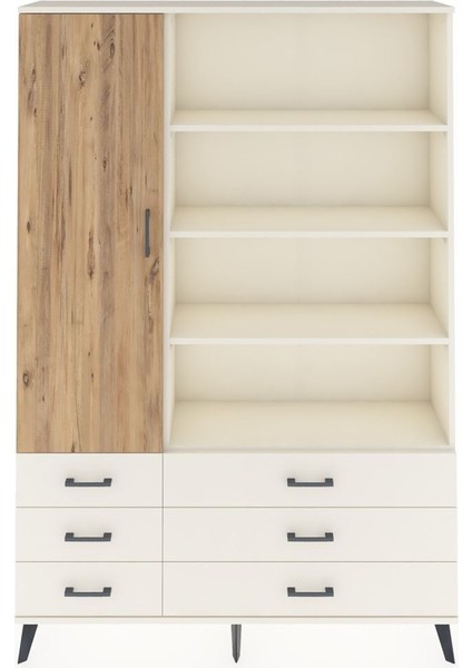 Arges Dolap 8 Raflı 6 Çekmeceli Tek Kapaklı 132X30X195 Aytaşı-Çam/aytaşı