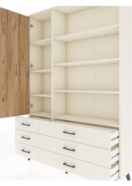 Arges Dolap 8 Raflı 6 Çekmeceli Tek Kapaklı 132X30X195 Aytaşı-Çam/aytaşı fırsatları