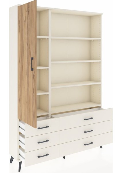 Arges Dolap 8 Raflı 6 Çekmeceli Tek Kapaklı 132X30X195 Aytaşı-Çam/aytaşı indirimleri