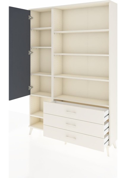 Arges Dolap 9 Raflı 3 Çekmeceli Tek Kapaklı 132X30X195 Aytaşı-Antrasit/aytaşı modelleri