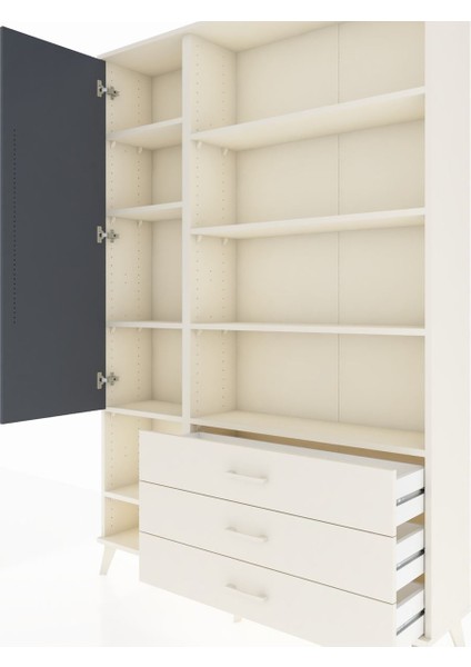Arges Dolap 9 Raflı 3 Çekmeceli Tek Kapaklı 132X30X195 Aytaşı-Antrasit/aytaşı fırsatları