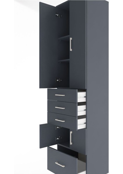 Hyperion Dolap 4 Raflı 4 Çekmeceli 4 Kapaklı 60X44X243 Antrasit-Antrasit indirimleri