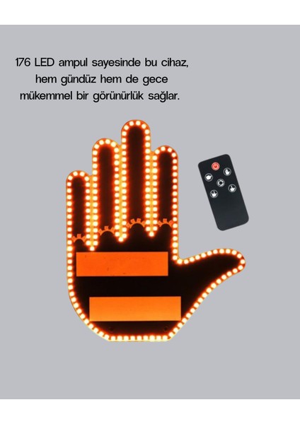El Hareketiyle Kontrol Edilen 176 LED Amber Güvenlik Lambası modelleri