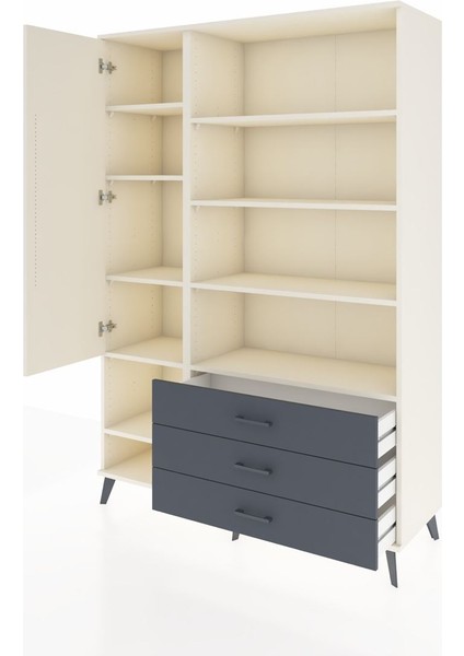 Hyperion Dolap 9 Raflı 3 Çekmeceli Tek Kapaklı 132X44X195 Aytaşı-Aytaşı/antrasit modelleri