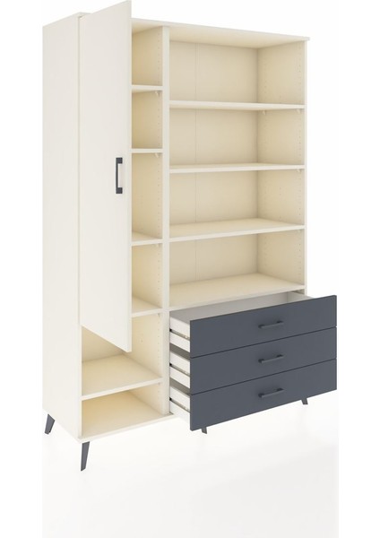 Hyperion Dolap 9 Raflı 3 Çekmeceli Tek Kapaklı 132X44X195 Aytaşı-Aytaşı/antrasit indirimleri