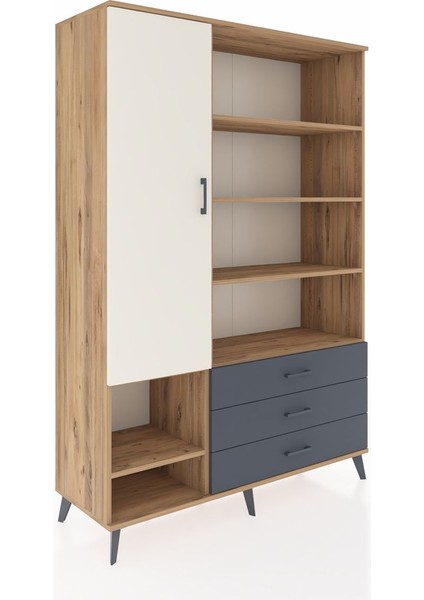 Hyperion Dolap 9 Raflı 3 Çekmeceli Tek Kapaklı 132X44X195 Çam-Aytaşı/antrasit fiyatları