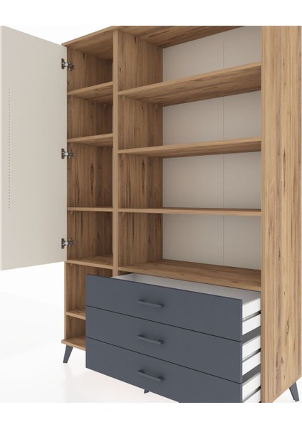 Hyperion Dolap 9 Raflı 3 Çekmeceli Tek Kapaklı 132X44X195 Çam-Aytaşı/antrasit fırsatları