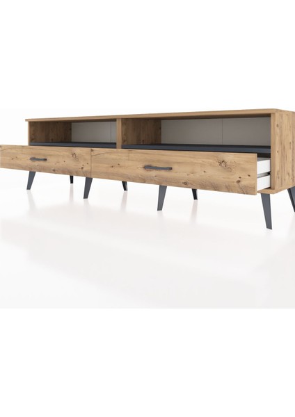 Hyperion Tv Ünitesi 2 Raflı 2 Çekmeceli 176X44X51 Çam-Antrasit/çam fırsatları