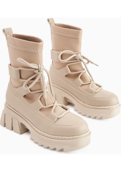 Casey Bej Kalın Tabanlı Bağcıklı Kadın Bot fiyatları