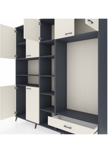 Hyperion Dolap 11 Raflı Tek Çekmeceli 7 Kapaklı 220X44X243 Antrasit-Aytaşı/aytaşı fırsatları