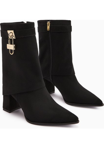 Nisha Siyah Süet Takalı Kalın Topuklu Kadın Bot fiyatları