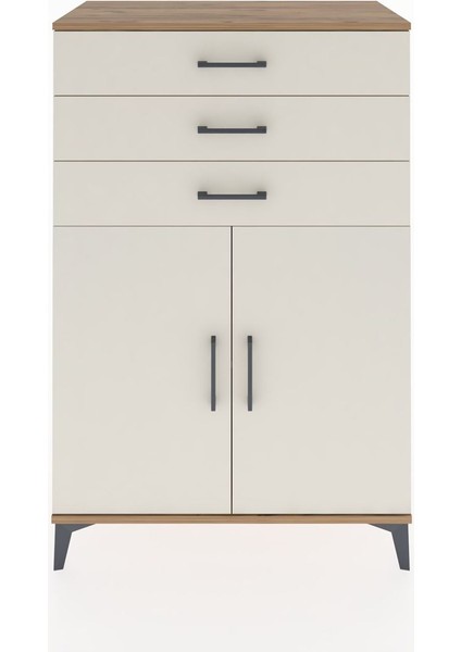 Hyperion Dolap Tek Raflı 3 Çekmeceli 2 Kapaklı 88X44X134 Çam-Aytaşı