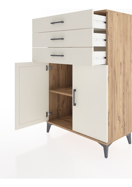 Hyperion Dolap Tek Raflı 3 Çekmeceli 2 Kapaklı 88X44X134 Çam-Aytaşı fırsatları