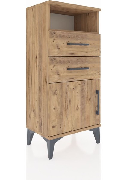 Arges Komodin Tek Raflı 2 Çekmeceli Tek Kapaklı 44X30X96 Çam-Çam fiyatları
