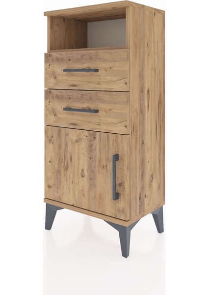Arges Komodin Tek Raflı 2 Çekmeceli Tek Kapaklı 44X30X96 Çam-Çam modelleri
