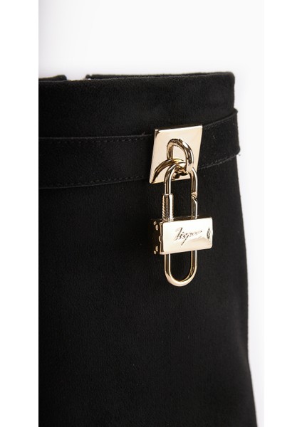 Nisha Siyah Süet Takalı Kalın Topuklu Kadın Bot indirimleri