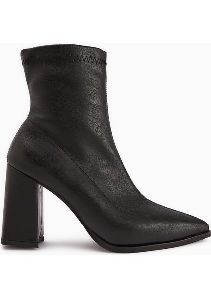 Susy Siyah Kalın Topuklu Streç Kadın Bot