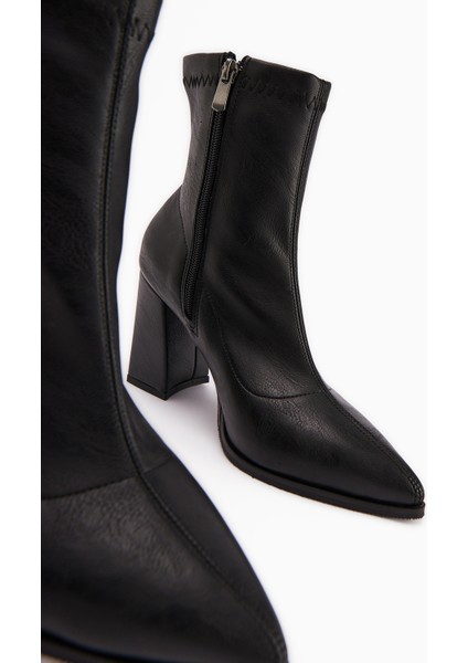 Susy Siyah Kalın Topuklu Streç Kadın Bot modelleri