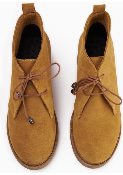 Henna Hakiki Deri Camel Süet Bağcıklı Kadın Bot fırsatları