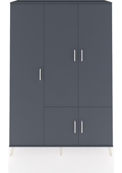 Hyperion Dolap 7 Raflı 5 Kapaklı Tek Askılı 132X44X195 Antrasit-Antrasit/çam