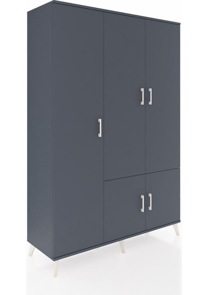 Hyperion Dolap 7 Raflı 5 Kapaklı Tek Askılı 132X44X195 Antrasit-Antrasit/çam fiyatları