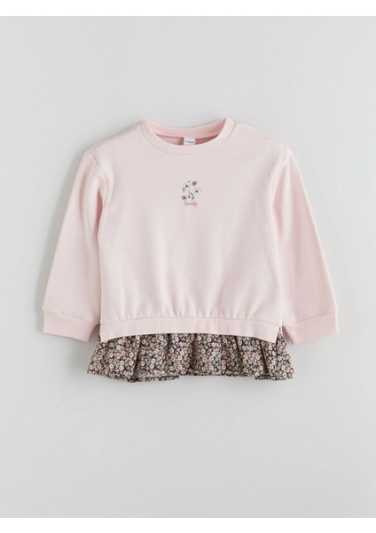 Lcw Kids Pembe Çiçek Nakışlı Kız Çocuk Sweatshirt ve Pantolon 2'li modelleri