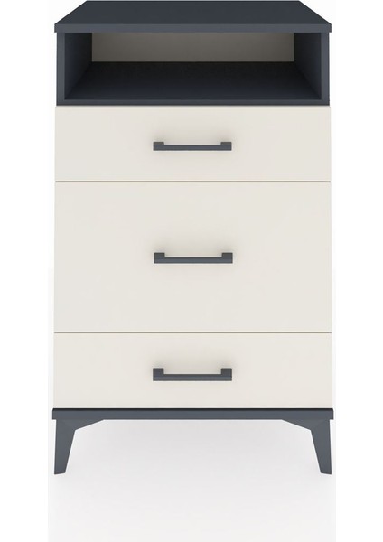 Hyperion Komodin Tek Raflı 3 Çekmeceli 60X44X96 Antrasit-Aytaşı
