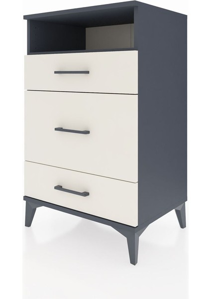 Hyperion Komodin Tek Raflı 3 Çekmeceli 60X44X96 Antrasit-Aytaşı modelleri