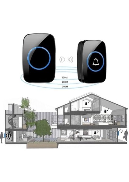 Kablosuz Kapı Zili Ledli Uzaktan Kumandalı Işıklı Kapı Zili Yüksek Sesli 300MT Uzun Mesafeli - 1 Buton + 1 Zil fiyatları