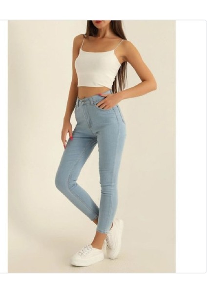 Kadın Slimfit Kot Kemerli Pantolon