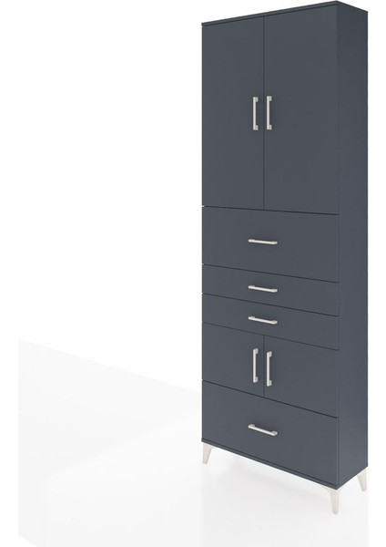 Arges Dolap 4 Raflı 4 Çekmeceli 4 Kapaklı 88X30X243 Antrasit-Antrasit modelleri