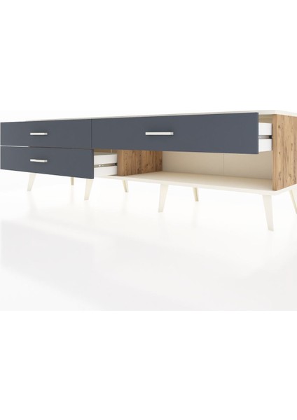 Hyperion Tv Ünitesi 3 Çekmeceli 176X44X51 Çam-Aytaşı/antrasit fırsatları