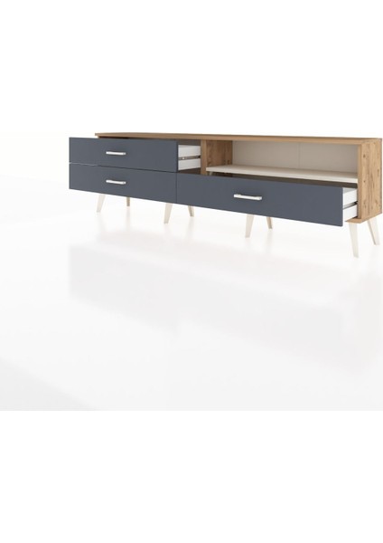 Arges Tv Ünitesi Tek Raflı 3 Çekmeceli 176X30X51 Çam-Aytaşı/antrasit modelleri