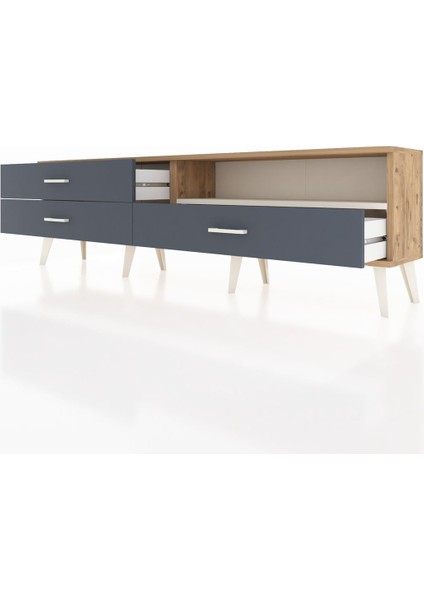 Arges Tv Ünitesi Tek Raflı 3 Çekmeceli 176X30X51 Çam-Aytaşı/antrasit fırsatları