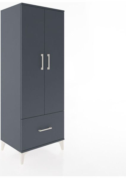 Hyperion Dolap 4 Raflı Tek Çekmeceli 2 Kapaklı 60X44X163 Antrasit-Antrasit fiyatları