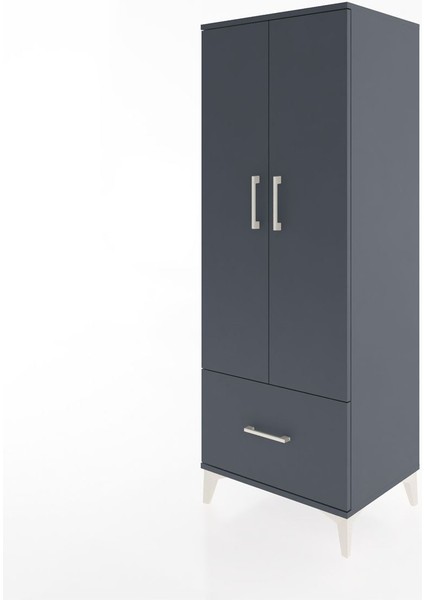 Hyperion Dolap 4 Raflı Tek Çekmeceli 2 Kapaklı 60X44X163 Antrasit-Antrasit modelleri